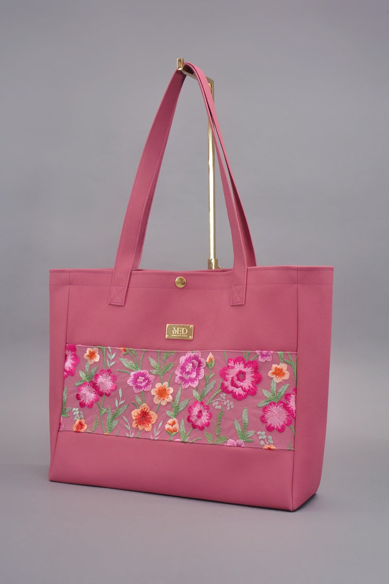 Großer Shopper "COSMIC BLOOM" - himbeere