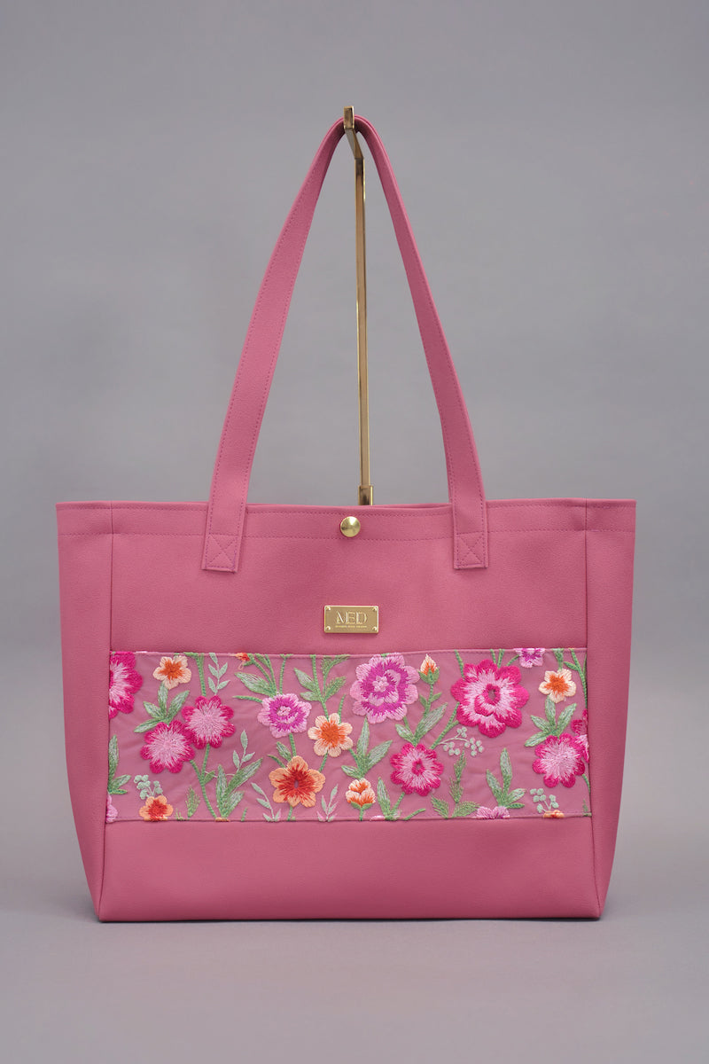 Großer Shopper "COSMIC BLOOM" - himbeere