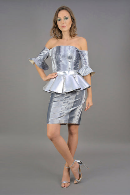 Space Kleid aus Samt "COSMIC BLOOM" - silber