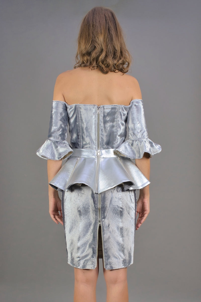 Space Kleid aus Samt "COSMIC BLOOM" - silber