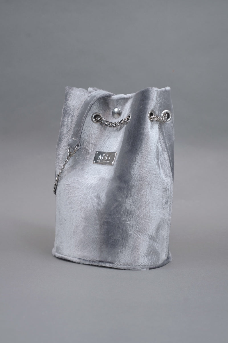 Beuteltasche aus Samt "COSMIC BLOOM" - silber