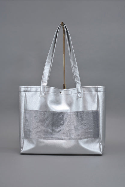 Großer Shopper "COSMIC BLOOM" - silber