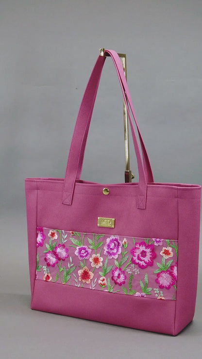 Großer Shopper "COSMIC BLOOM" - himbeere