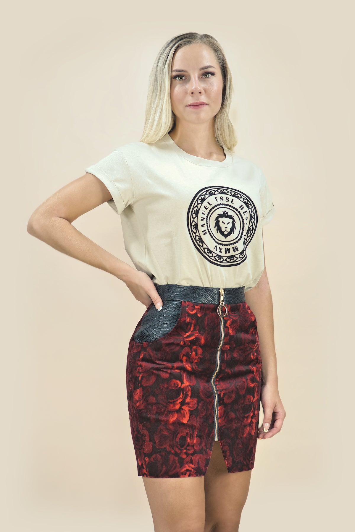 Pocket Skirt with Vent "JARDIM" - Manuel Essl Design