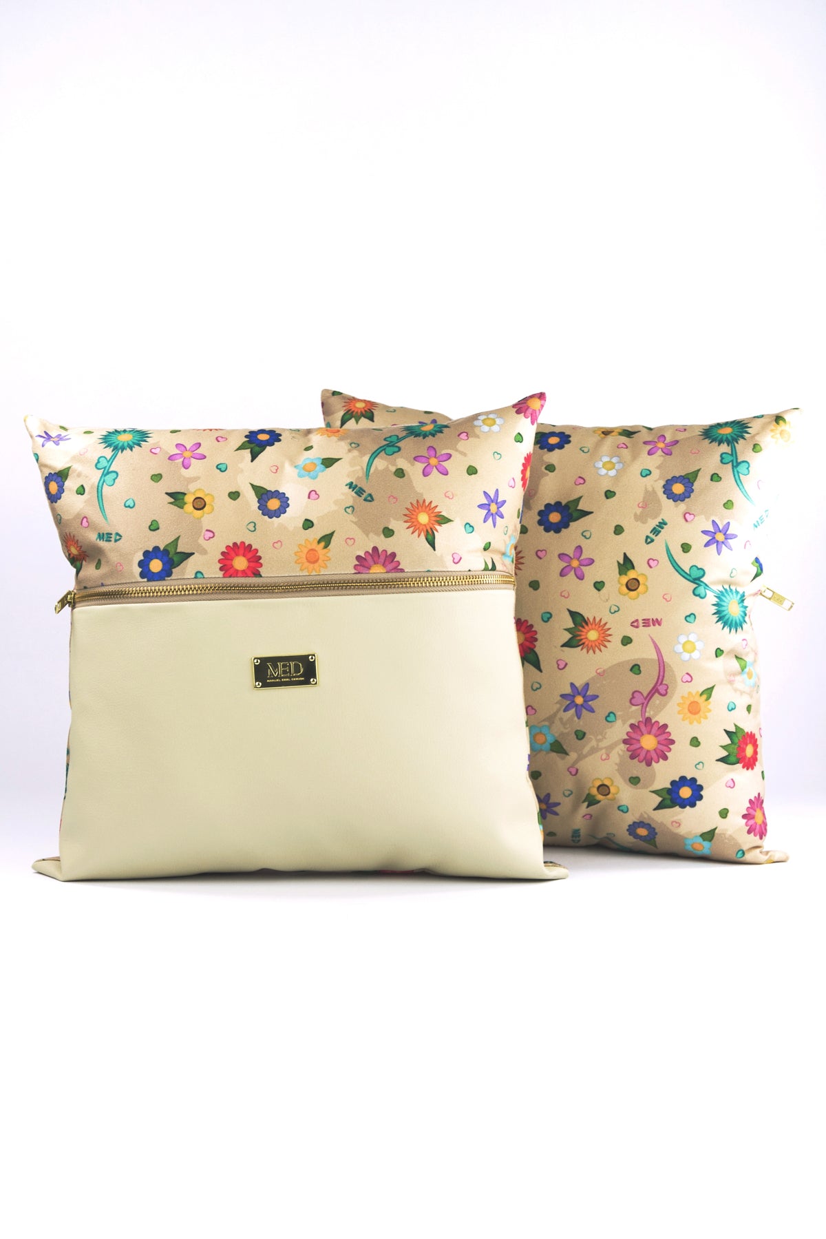 Pillow "FLOWERS" (cover) - beige - Manuel Essl Design