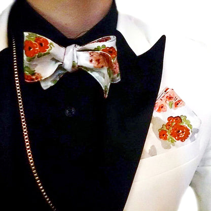 RNF Bow Tie & Pocket Square - White - Manuel Essl Design